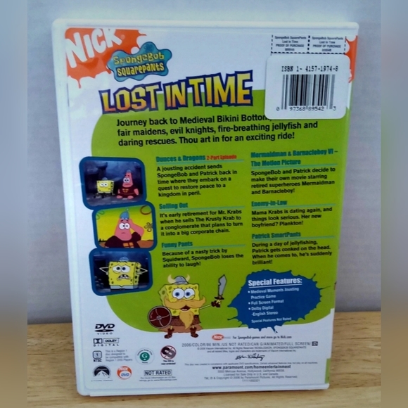 Nickelodeon SpongeBob squarepants Lost in Time DVD - Picture 2 of 5